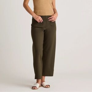 Quince Ultra-Stretch Ponte Cropped Wide Leg Pant - Olive - Size 6